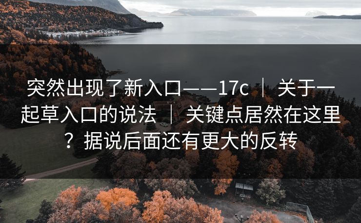 突然出现了新入口——17c ｜ 关于一起草入口的说法 ｜ 关键点居然在这里？据说后面还有更大的反转